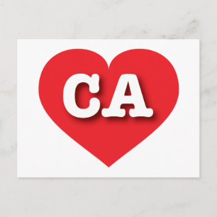 California Red Heart - I Liebe CA Postkarte