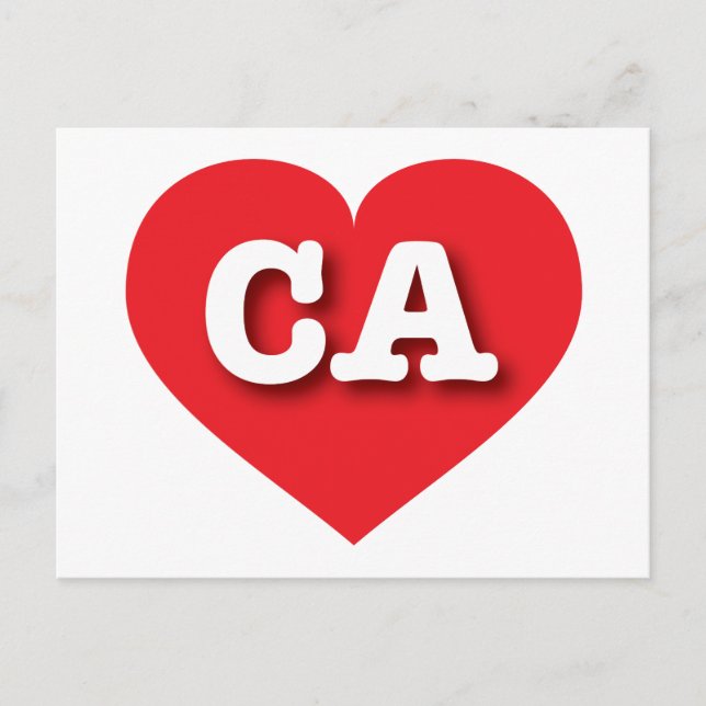 California Red Heart - I Liebe CA Postkarte (Vorderseite)