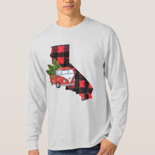 California Red Truck Weihnachtsbaum Long Sleeve T-Shirt