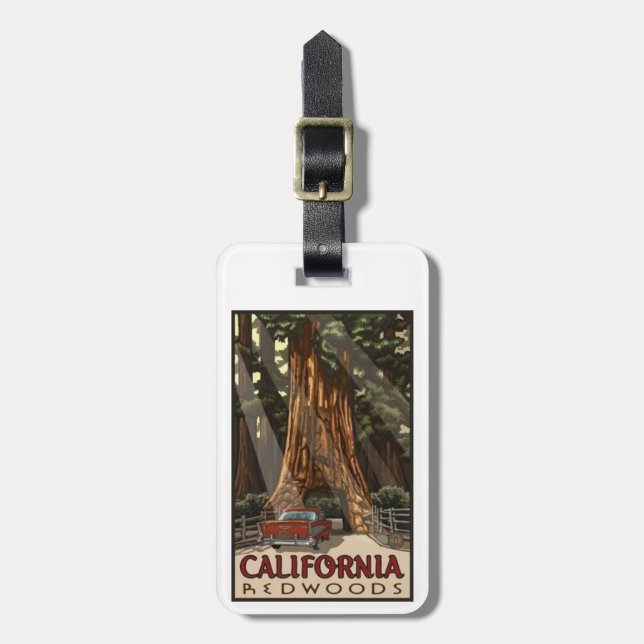 California Redwoods, Vintag, Gepäckanhänger (Vorderseite vertikal)