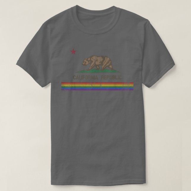 California Republic Bear LGBT Gay Pride Month Rain T-Shirt (Design vorne)