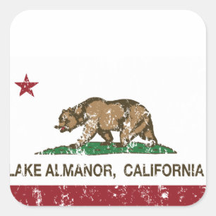 California Republic Flag Lake Almanor Quadratischer Aufkleber