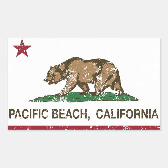 California REpublic Flag Pacific Beach Rechteckiger Aufkleber (Vorderseite)