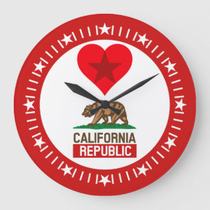California Republic Red Star Love Dial Decor on a Große Wanduhr