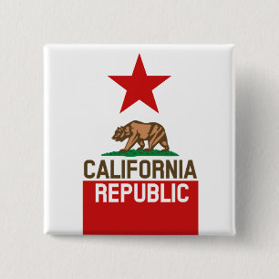 CALIFORNIA REPUBLIC State Flag Red Star Design Button