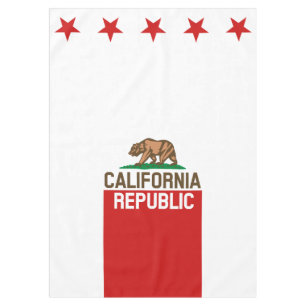 CALIFORNIA REPUBLIC State Flag Red Star Design Tischdecke