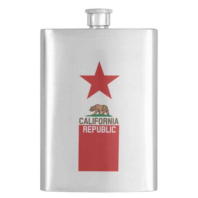 CALIFORNIA REPUBLIC State Flag Red Star Flachmann (Vorderseite)