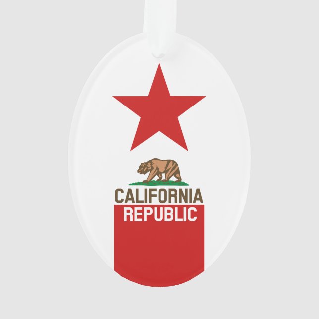 CALIFORNIA REPUBLIC State Flag Red Star Ornament (Rückseite)