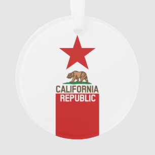 CALIFORNIA REPUBLIC State Flag Red Star Ornament