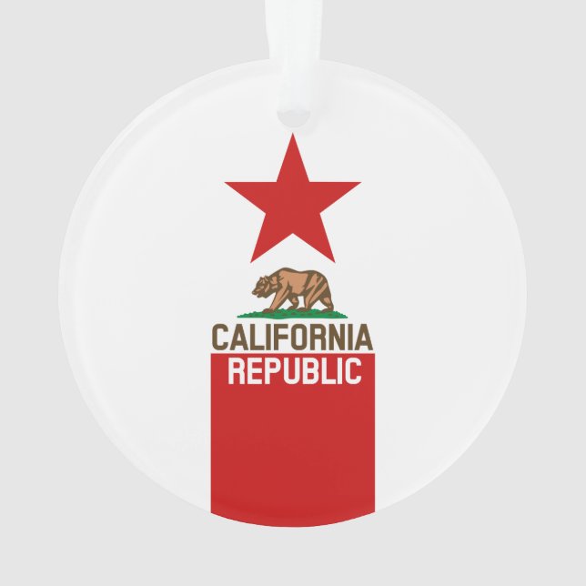 CALIFORNIA REPUBLIC State Flag Red Star Ornament (Rückseite)