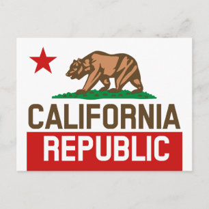 CALIFORNIA REPUBLIC State Flag Red Star Postkarte