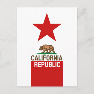 CALIFORNIA REPUBLIC State Flag Red Star Postkarte