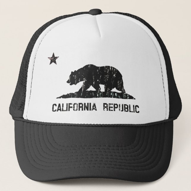 California Republic State Flag Trucker Hat (faded) Truckerkappe (Vorderseite)