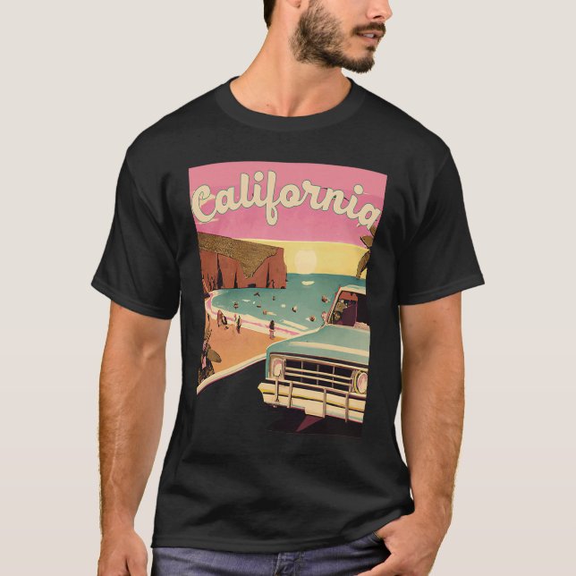 California Retro Beach Vacation Graphics  Cali Sur T-Shirt (Vorderseite)