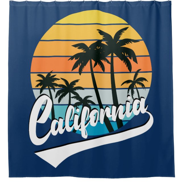 California Retro Sonnenuntergang Duschvorhang (Vorderseite)