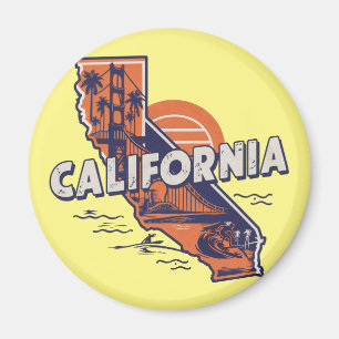 California Retro Staat Silhouette Magnet