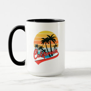 California Retro Sunset and Palm Trees Tasse