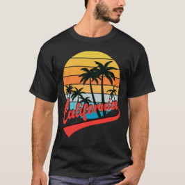 California Retro Sunset Black T - Shirt