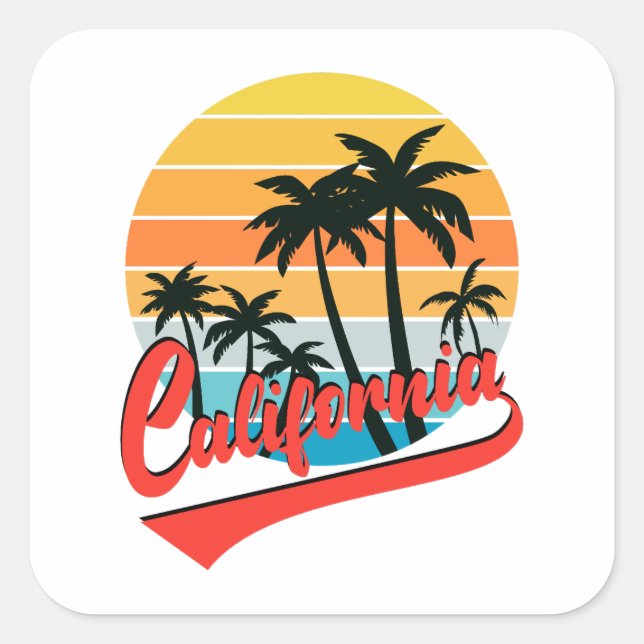 California Retro Sunset Sticker (Vorderseite)