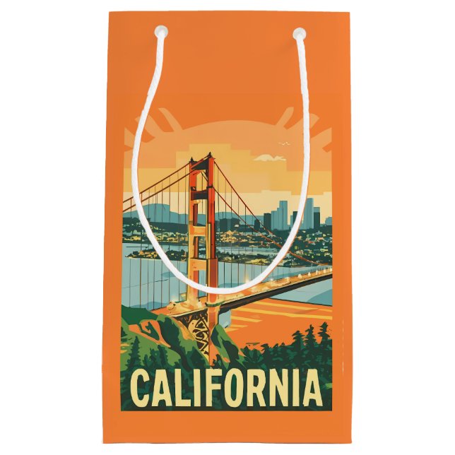 California Retro Travel Gift Bag Kleine Geschenktüte (Vorderseite)