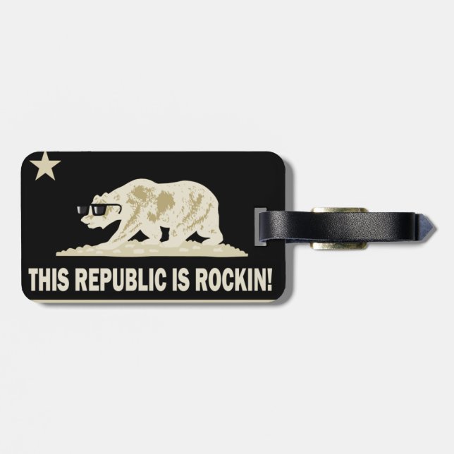 California Rockin Bear Luggage Tag Gepäckanhänger (Rückseite horizontal)