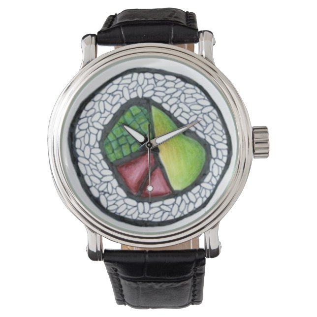 California Roll Japanese Food Sushi Rolls Watch Armbanduhr (Vorderseite)