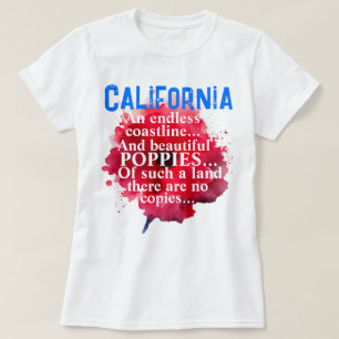 California Romantic Beautiful Poppies Patriotic T-Shirt