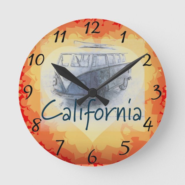 California Round Clock Runde Wanduhr (Vorderseite)