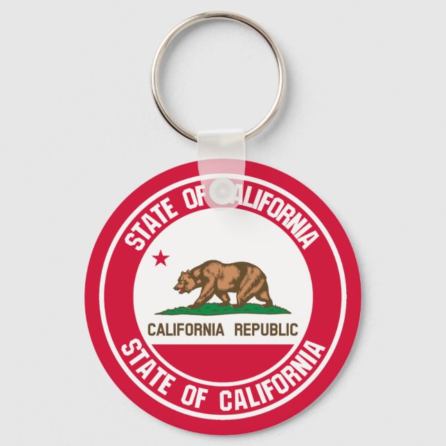 California Round Emblem Schlüsselanhänger (Vorderseite)