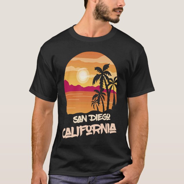 California San Diego Vacation Palm trees Ocean Sur T-Shirt (Vorderseite)