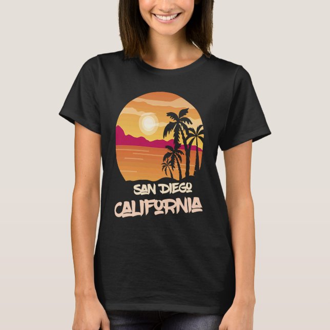 California San Diego Vacation Palm trees Ocean Sur T-Shirt (Vorderseite)
