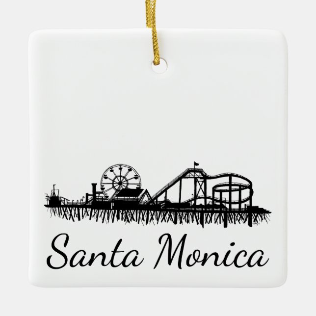 California Santa Monica CA Pier Beach Ferris Wheel Keramikornament (Vorderseite)