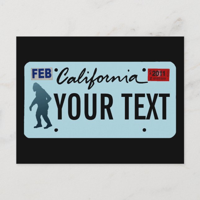 California Sasquatch License Plate Postkarte (Vorderseite)