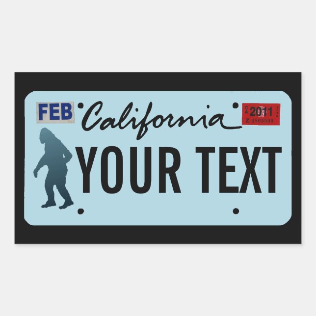 California Sasquatch License Plate Rechteckiger Aufkleber (Vorderseite)