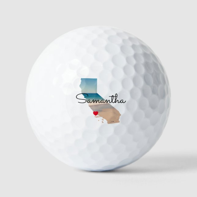 California Shape Heart Photo  Golfball (Vorderseite)