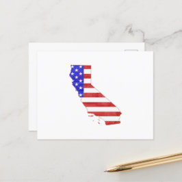 California Shaped American Flag Patriotic Cali Postkarte