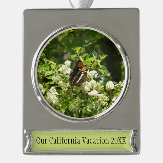 California Sister Butterfly in Yosemite Banner-Ornament Silber (Vorderseite)