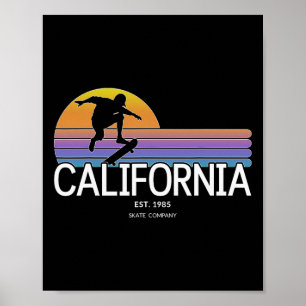 California Skate Company Retro Skater Sonnenunterg Poster