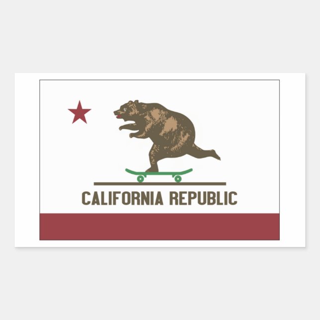 California Skateboard Bär Rechteckiger Aufkleber (Vorderseite)