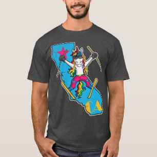 California Skifahren Unicorn Retro Niedlich T-Shirt
