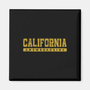 California Snowboarden Gelber Vintager Text Magnet