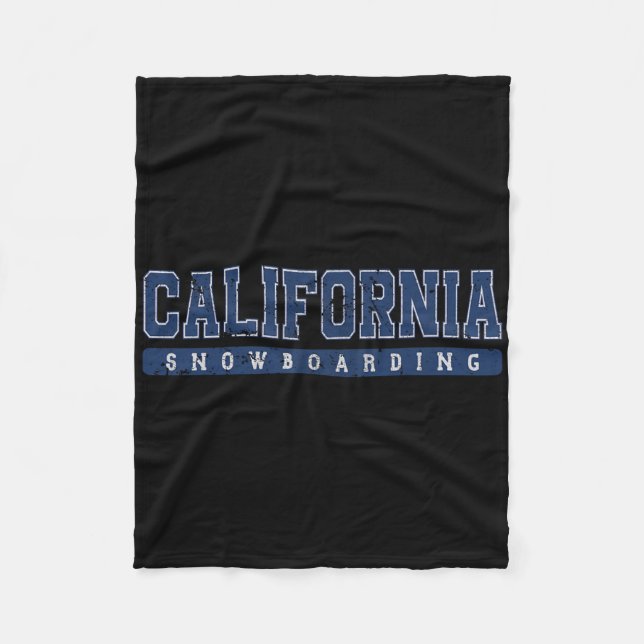 California Snowboarding Blue Vintager Text Fleecedecke (Vorderseite)