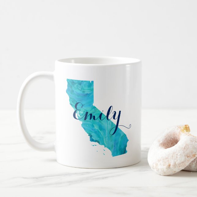 California Staat Aqua Blue Aqua Kaffeetasse (Mit Donut)