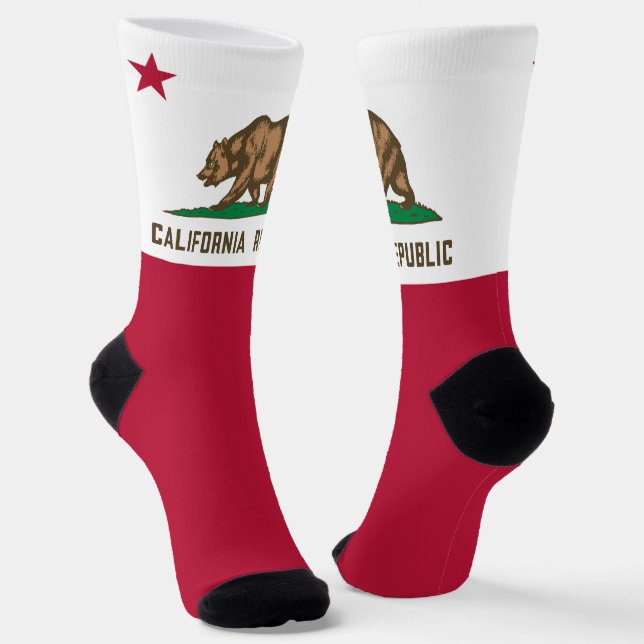 California Staat Bear Flag Proud Californian Spaß Socken (Gewinkelt)