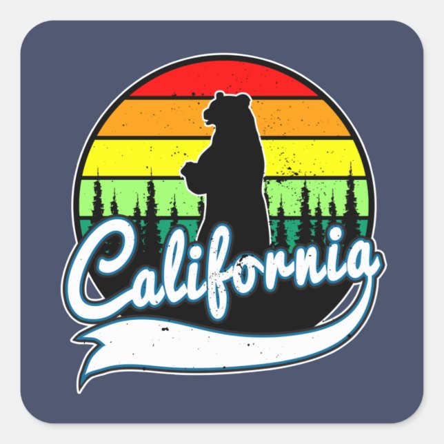 California Staat Bear Quadratischer Aufkleber (Vorderseite)