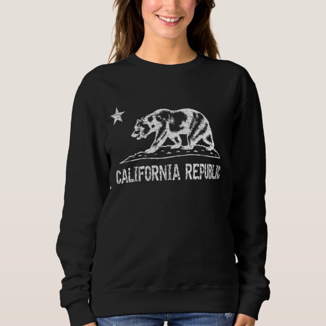 California Staat Bear Vintag erschüttert Grafik Sweatshirt (Vorderseite)