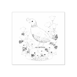California Staat Bird and Blume Coloring Page Gummistempel
