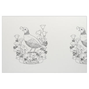 California Staat Bird and Blume Coloring Page Stoff