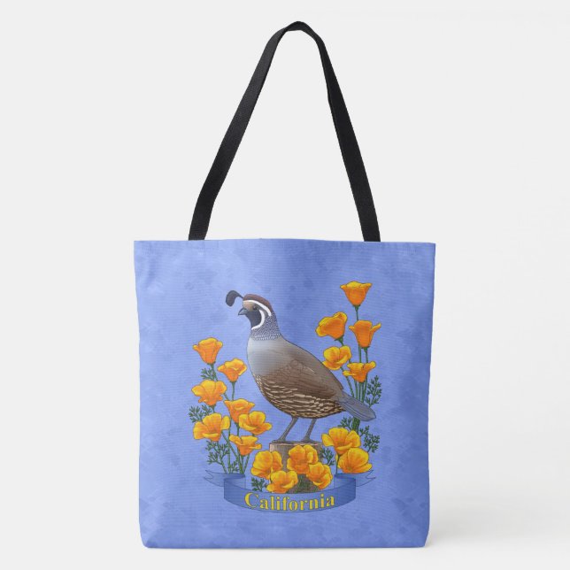 California Staat Bird Quail & Golden Poppy (Vorderseite)