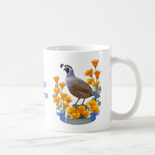 California Staat Bird Quail & Golden Poppy Tasse